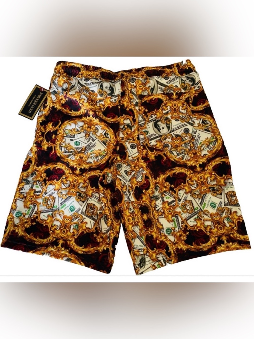 BAROQUE GOLD Unique NWT Italian Designer Inspired SHORTS Large